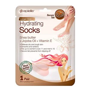 Epielle Hydrating Foot Masks (Socks 6pk) for foot cracked and dry heel to toe and callus Spa Masks - Shea butter + Jojoba Oil + Vitamin E Moisturize