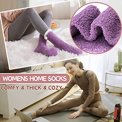 Fuzzy Socks for Women Fluffy Warm Winter Slipper Cozy Cabin Soft Fleece Thick Comfy Stocking Stuffer Sleeping Plush Fleece Bed House Socks Valentines Christmas Mothers Day Gifts for Mom Her 6 Pairs