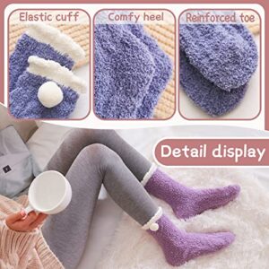 Fuzzy Socks for Women Fluffy Warm Winter Slipper Cozy Cabin Soft Fleece Thick Comfy Stocking Stuffer Sleeping Plush Fleece Bed House Socks Valentines Christmas Mothers Day Gifts for Mom Her 6 Pairs