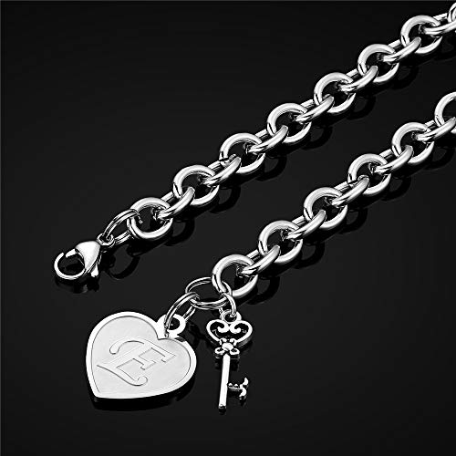 M MOOHAM Christmas Day Gifts for Her Bracelet - Engraved E Initial Charm Bracelet Handmade Dainty Heart Letters Bracelet Womens Christmas Day Stocking Stuffer Jewelry Gifts for Women Teen Girls