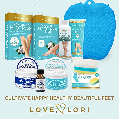 LOVE, LORI Foot Mask Moisturizing 3 Pairs Ultra Hydrating Foot Mask for Dry Cracked Feet, (NON-PEEL) with Hyaluronic Acid, Shea Butter & Coconut Oil – Great Self Care Gifts for Women & Men