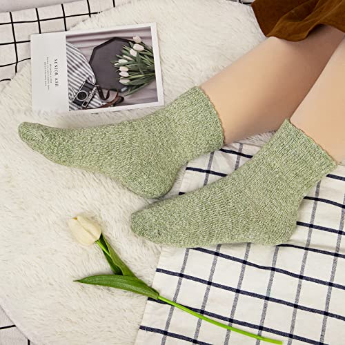 5 Pairs Wool Socks for Women Gifts Winter Warm Thick Knit Cabin Cozy Crew Socks Multi G