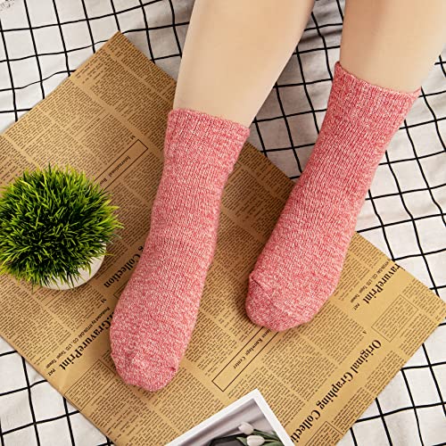 5 Pairs Wool Socks for Women Gifts Winter Warm Thick Knit Cabin Cozy Crew Socks Multi G