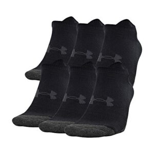 under armour adult performance tech no show socks, multipairs , black (6-pairs) , large