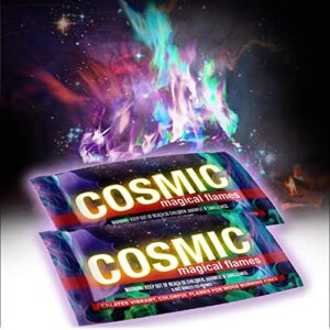 magical flames cosmic fire color packets – 12-pack colorful fire packs – magic colored flame for campfires, bonfire & outdoor fire pit – color changing fire camping accessories for kids & adults