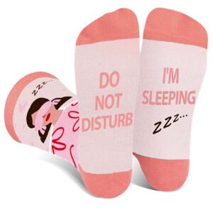 agrimony funny socks for women girls – do not disturb i’m sleeping socks novelty fun cute fun funky cotton socks – teen girls mom stocking stuffers christmas valentines funny gifts