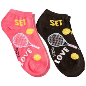 foozys women’s low cut no show socks – tennis cute sport themed fashion novelty sock for women – 2 pairs included in two colors – girl gifts, sporty racket ball stocking stuffers