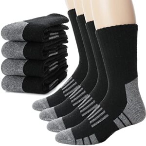 ANTSANG Merino Wool Socks for Men & Women Thermal Winter Hiking Warm Thick Crew Cozy Boot Work Gift Snowboarding Socks Stocking Stuffers 4 Pairs(Stripe-Black(4 Pairs))
