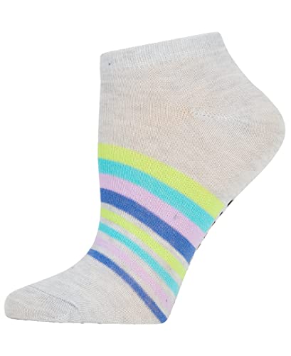 Steve Madden Women's 10 Pairs Pattern Low Cut Athletic & Comfy Sports Socks, White Multi 1