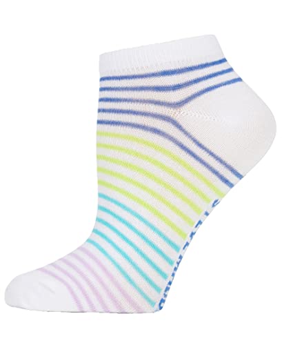 Steve Madden Women's 10 Pairs Pattern Low Cut Athletic & Comfy Sports Socks, White Multi 1