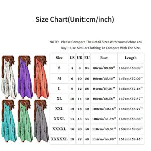 Prom Dresses for Women Women's Dresses Elegant Oversized Sleeveless Beach Vacation Dress Summer Floral Boho Long Maxi Sun Dresses Rave Outfits for Women Vacation Dresses for Women(E Sky Blue,X-Large)