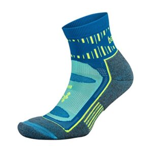 balega blister resist performance quarter athletic running socks for men and women (1 pair), blue, large