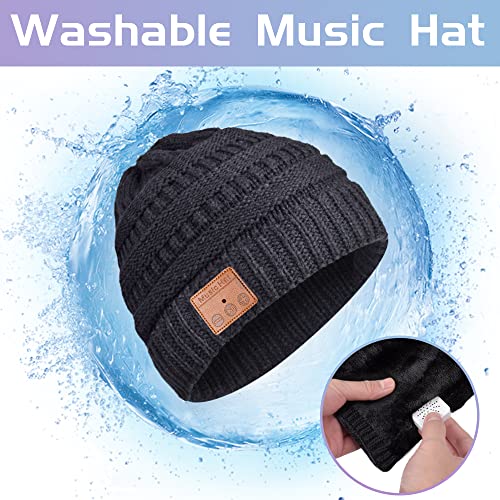 Bluetooth Beanie Hat for Women - Stocking Stuffer Gifts for Women Ponytail Cap, Upgraded Bluetooth 5.0 Winter Warm Hat Wireless Headphones with HD Stereo Speakers Built-in Microphone, for Girls.