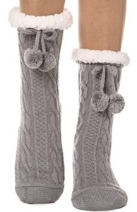 fuzzy socks for women slipper fluffy cozy cabin winter warm soft fleece comfy thick christmas socks grips non slip stocking stuffers for women white elephant valentines mothers day gifts for mom grey