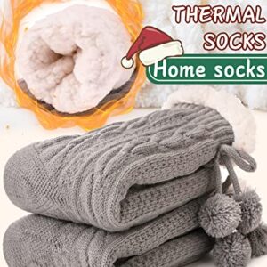 Fuzzy Socks for Women Slipper Fluffy Cozy Cabin Winter Warm Soft Fleece Comfy Thick Christmas Socks Grips Non Slip Stocking Stuffers for Women White Elephant Valentines Mothers Day Gifts for Mom Grey