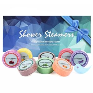 shower steamers, shower bombs aromatherapy relaxing gift for women, 8pcs essential oil bath bomb scent steamer fizzies for mom female friends christmas valentines mothers day ideas set