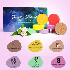 Shower Steamers, Shower Bombs Aromatherapy Relaxing Gift for Women, 8Pcs Essential Oil Bath Bomb Scent Steamer Fizzies for Mom Female Friends Christmas Valentines Mothers Day Ideas Set