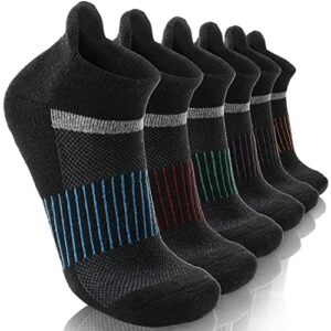 merino wool ankle hiking socks compression warm thermal winter thick cushion running moisture wicking no show socks gifts stocking stuffers for women men 6 pairs(black,l)