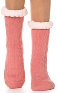 ebmore women slipper fuzzy socks fluffy cozy cabin warm winter soft thick comfy fleece christmas anti slip home stocking stuffer(pink)