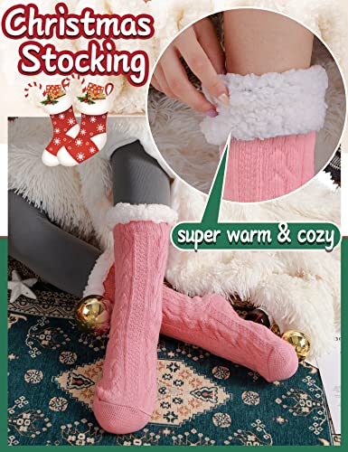 EBMORE Women Slipper Fuzzy Socks Fluffy Cozy Cabin Warm Winter Soft Thick Comfy Fleece Christmas Anti Slip Home Stocking Stuffer(Pink)