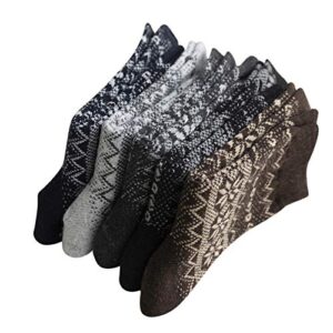 Socks Wool 5 Pairs Soft Socks Winter Warm of Cold Knit Mens Socks Womens Hiking Socks No Show