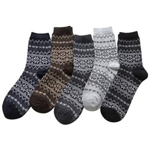 Socks Wool 5 Pairs Soft Socks Winter Warm of Cold Knit Mens Socks Womens Hiking Socks No Show