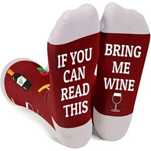 sockfun wine socks if you can read this socks bring me wine socks wine gifts for women, funny secret santa gifts womens novelty socks wine stocking stuffers