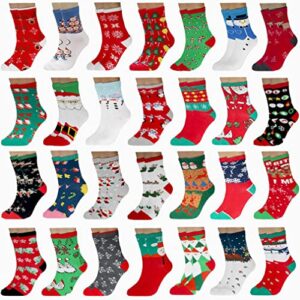 marjunsep 28 pairs women’s christmas holiday socks funny cotton xmas socks gift stocking stuffers for girls boys men