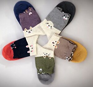 GotYourToes | Womens Teen Girls | Cute Animal Print | Crew Socks | Christmas Stocking Stuffers | 5 Pairs (Trio)