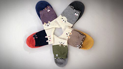 GotYourToes | Womens Teen Girls | Cute Animal Print | Crew Socks | Christmas Stocking Stuffers | 5 Pairs (Trio)