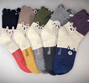 GotYourToes | Womens Teen Girls | Cute Animal Print | Crew Socks | Christmas Stocking Stuffers | 5 Pairs (Trio)