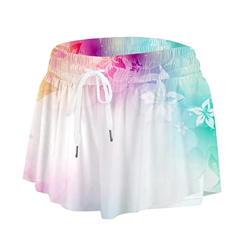 SNKSDGM Womens Fun Socks Short Women's 2 in 1 Flowy Shorts Athletic Casual Print Running Shorts High Waisted Summer Skirts