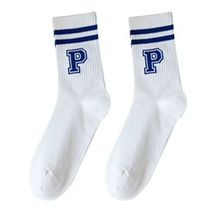 women’s men blue stripes socks fashion pattern printing short socks ankle socks for athletic socks women (a, one size)