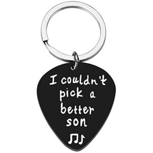 guitar pick son keychain gift from mom dad i couldn’t pick a better son keychain cute funny mini adult key ring special engraved charm pendent men present for birthday christmas gift