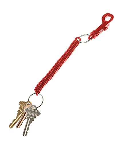 Lucky Line Designer Key Coil with Plastic Key Clip for Backpacks, Purses, Gym Bags, Belts, Casinos, Party Favors, Stocking Stuffers, Back to School -Red, 10 Pack (41670)