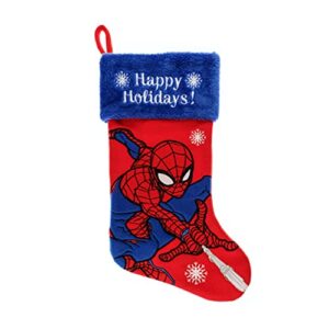 marvel spider-man wondapop 20″ applique christmas stocking, gift holder for stocking stuffers, indoor home decor and holiday decoration, red