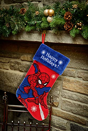 Marvel Spider-Man WondaPop 20" Applique Christmas Stocking, Gift Holder for Stocking Stuffers, Indoor Home Decor and Holiday Decoration, Red