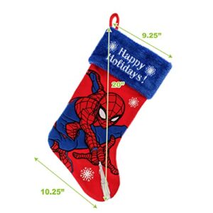 Marvel Spider-Man WondaPop 20" Applique Christmas Stocking, Gift Holder for Stocking Stuffers, Indoor Home Decor and Holiday Decoration, Red