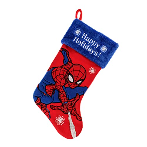 Marvel Spider-Man WondaPop 20" Applique Christmas Stocking, Gift Holder for Stocking Stuffers, Indoor Home Decor and Holiday Decoration, Red