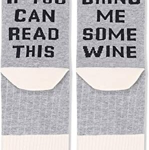 Zmart Funny Socks for Women Secret Santa Gifts Crazy Socks Novelty Socks, If You Can Read This Socks Bring Me Wine Socks Wine Gifts Wine Stocking Stuffers