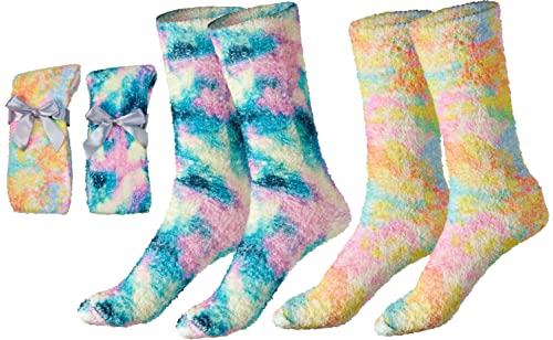 Gilbins Womens Soft Fuzzy Sock, Holiday Christmas Slipper Socks, holiday stocking stuffers, Snowflake Fuzzy Socks, 6 Pack, Size 9-11