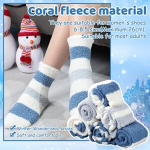 Jeyiour 6 Pairs Cupcake Socks Fuzzy Socks for Women Winter Socks with Grips DIY Christmas New Year Gift Warm Soft Men Non Slip Slipper Socks Fluffy Socks Christmas Stocking Stuffers with Gift Boxes