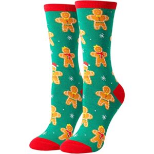 HAPPYPOP Funny Christmas Socks for Women Girls Holiday Socks Gingerbread Socks, Gingerbread Gifts Stocking Stuffers for Teen Girls Secret Santa Gifts Christmas Gift