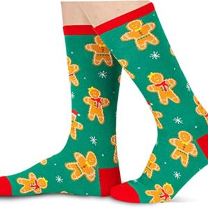 HAPPYPOP Funny Christmas Socks for Women Girls Holiday Socks Gingerbread Socks, Gingerbread Gifts Stocking Stuffers for Teen Girls Secret Santa Gifts Christmas Gift