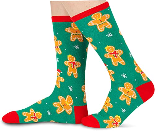 HAPPYPOP Funny Christmas Socks for Women Girls Holiday Socks Gingerbread Socks, Gingerbread Gifts Stocking Stuffers for Teen Girls Secret Santa Gifts Christmas Gift