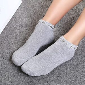 Lace Ankle Socks For Women ruffle socks women Ankle Women Socks Small Girl Teen Socks for Girls Ages (Grey, One Size)