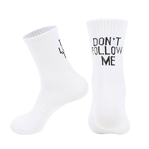 Follow Printing Am Cotton Don't Socks Too Socks Fun Socks I Lose Me Long Medium Socks Womens Socks (White, One Size)