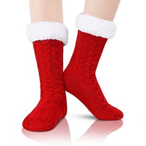 zmart fun fuzzy slipper fluffy socks with grips for women girls, winter cabin warm comfy soft sherpa plush socks house socks stocking stuffers