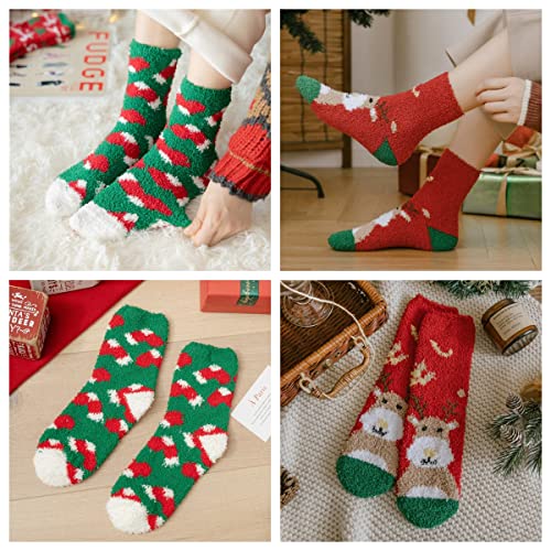 36 Pairs Christmas Fuzzy Socks for Women Men Christmas Gifts Stocking Stuffers Holiday Cozy Fluffy Warm Socks