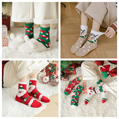 36 Pairs Christmas Fuzzy Socks for Women Men Christmas Gifts Stocking Stuffers Holiday Cozy Fluffy Warm Socks
